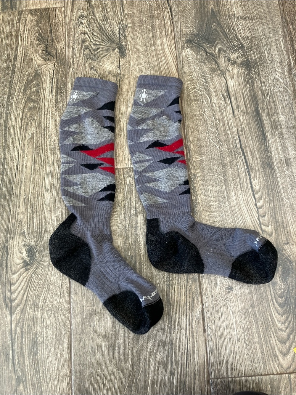 Smartwool Men's Gray Athletic Socks with Red and Black Accents